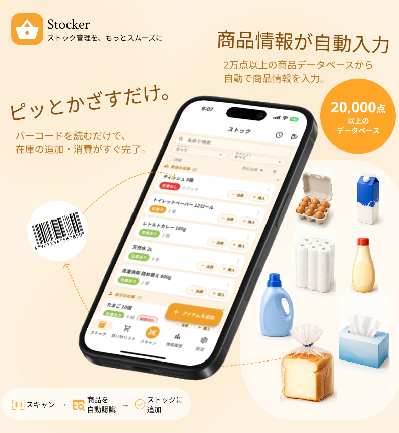 Stockerのバーコード在庫管理画面